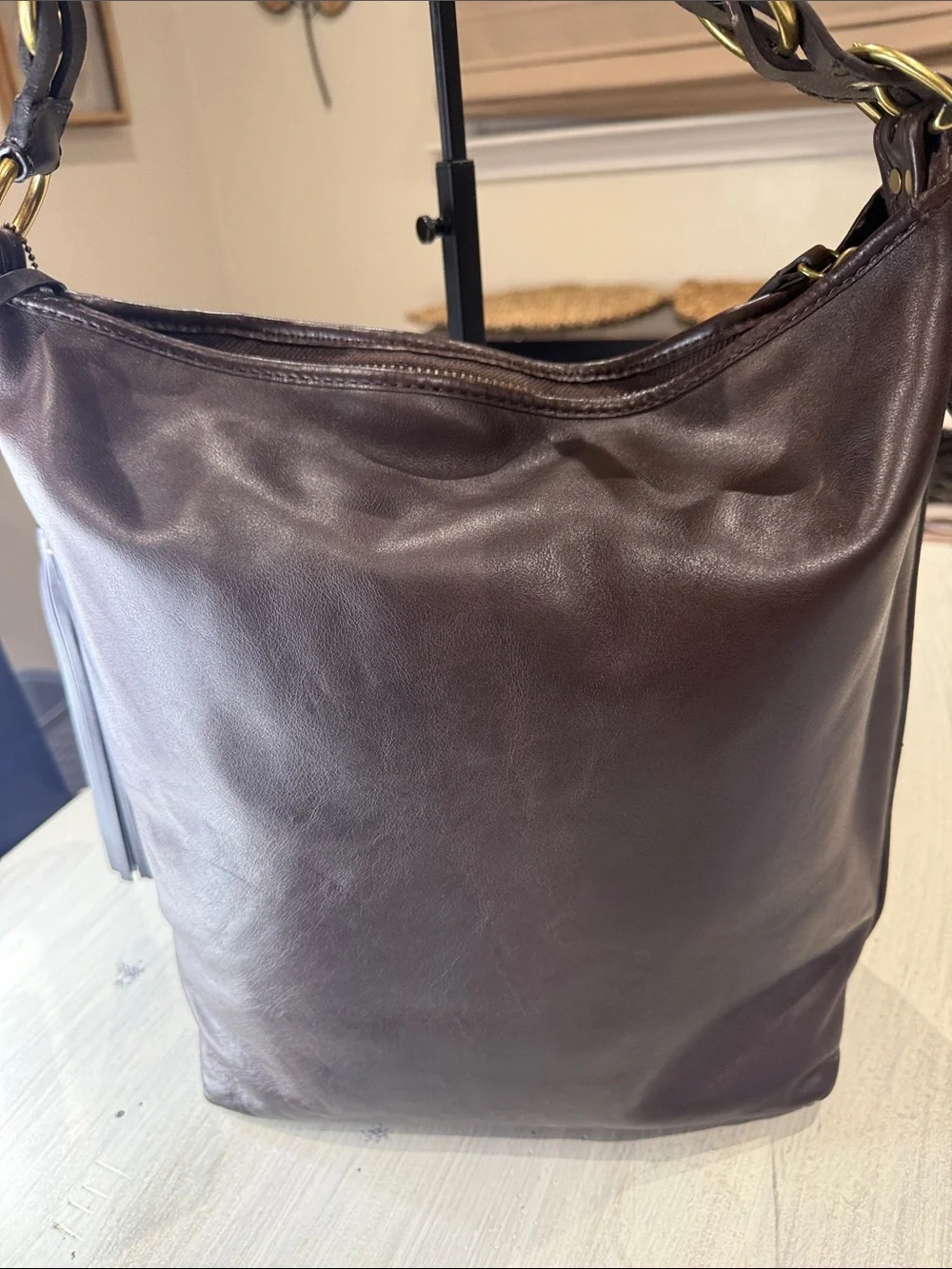 RARE Y2K Chocolate Brown Pinnacle Legacy Bohemian Large Duffle-EUC